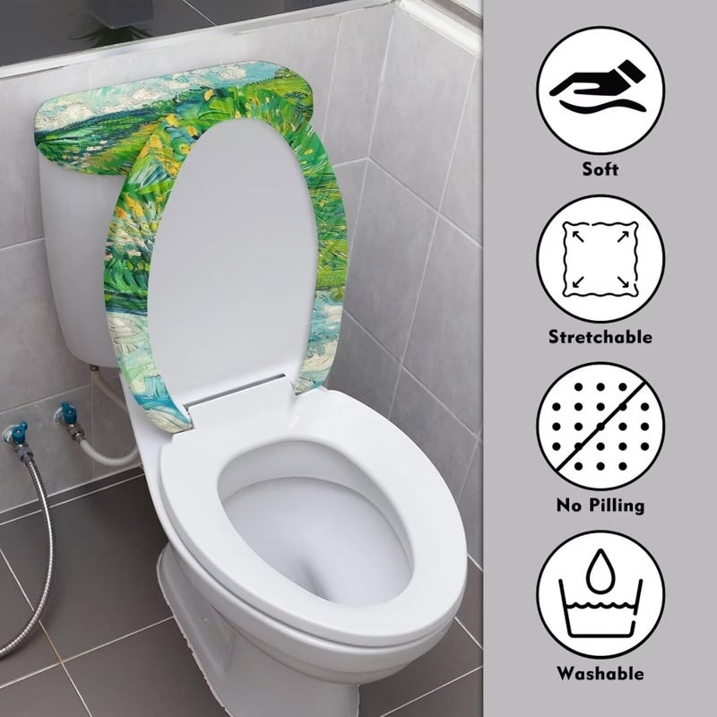 Flashideas Van Gogh Wheatfield Toilet Lid Cover and Toilet Tank Cover Soft Plush Seat Covers Tank Lip Covers Seat Covers Fits Most Lids for Accessories Decor Machine Washable - Image 3
